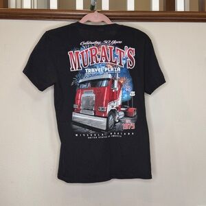 Mural Black Tee with Red Truck Graphic youth L